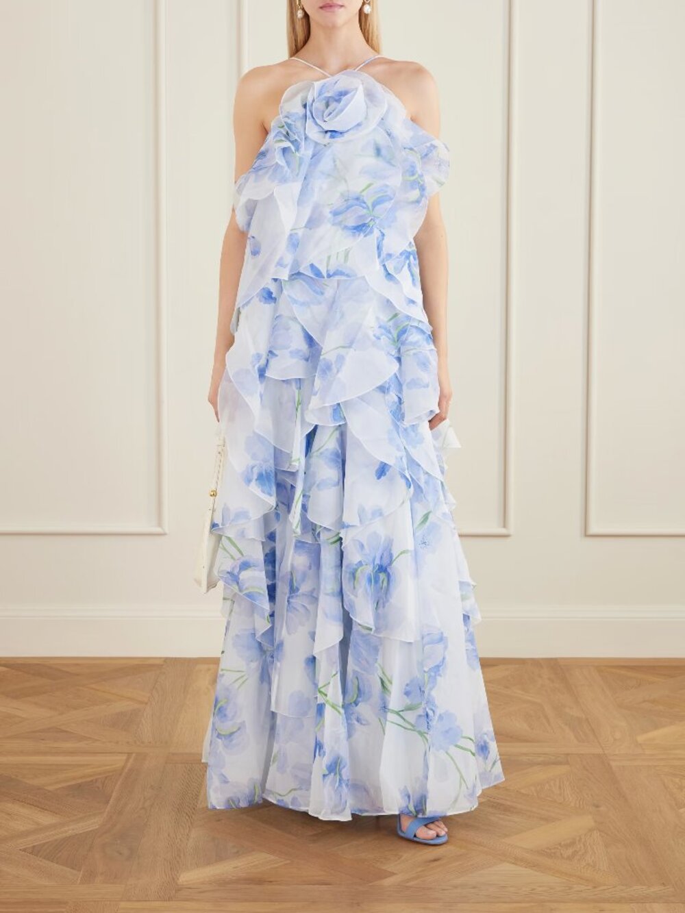 AJE. Pandorea appliquéd ruffled organza gown